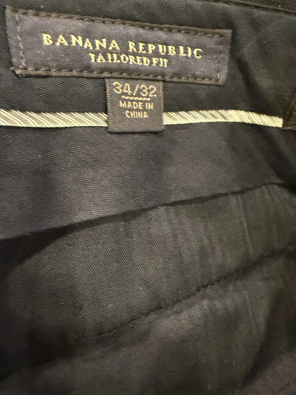 Banana Republic Tailored Fit Men's Wool Herringbone Black Dress Trousers 34/32